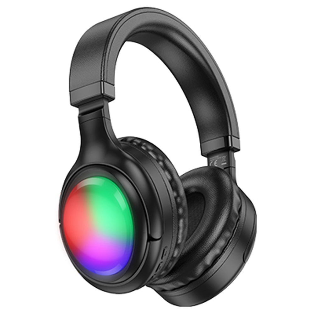 Беспроводные наушники Hoco W48 накладные с LED подсветкой black