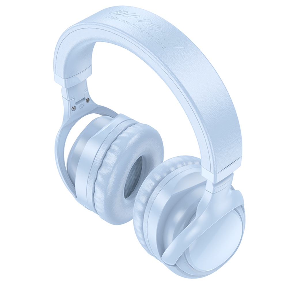 Беспроводные наушники Hoco W48 накладные с LED подсветкой blue