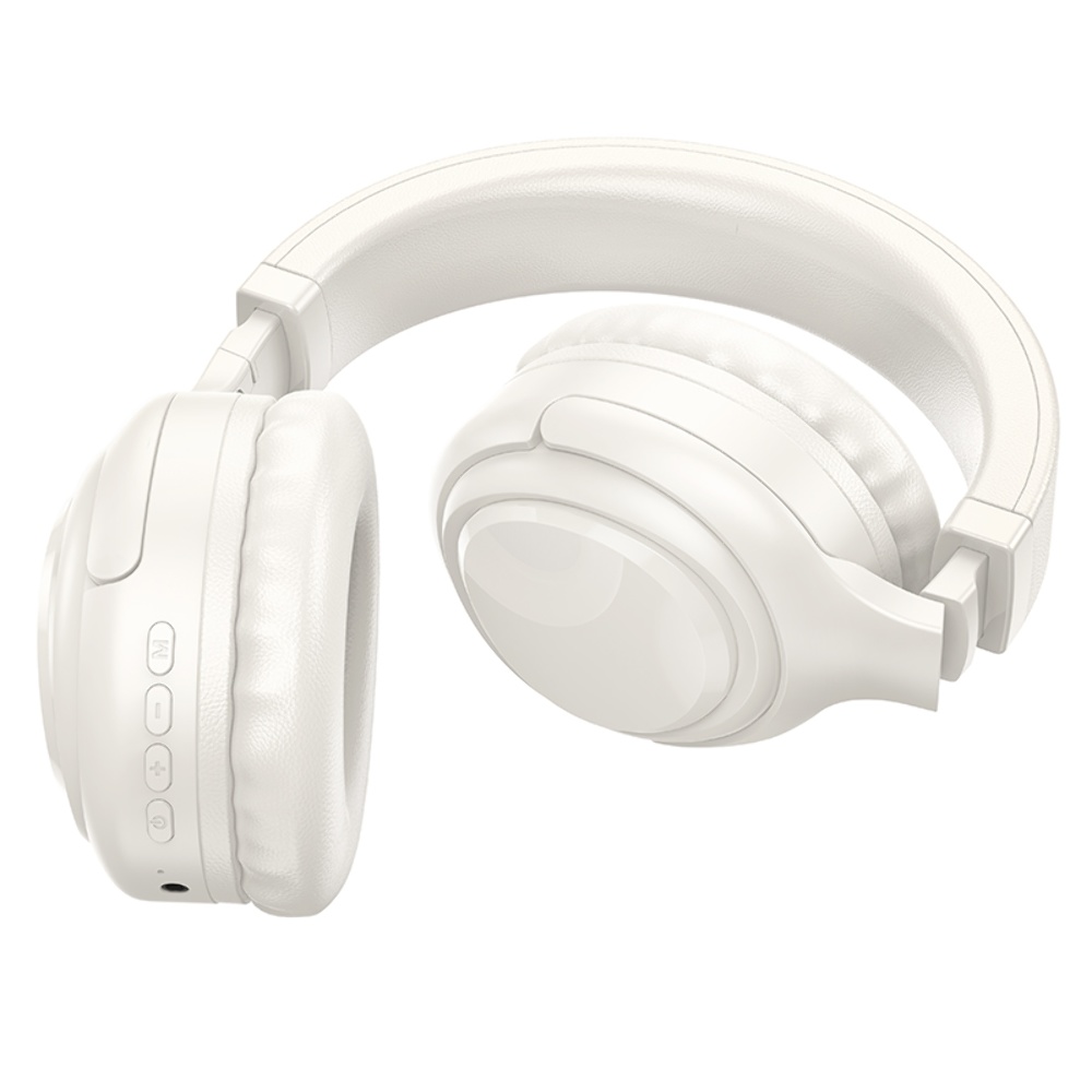 Беспроводные наушники Hoco W48 накладные с LED подсветкой milky white