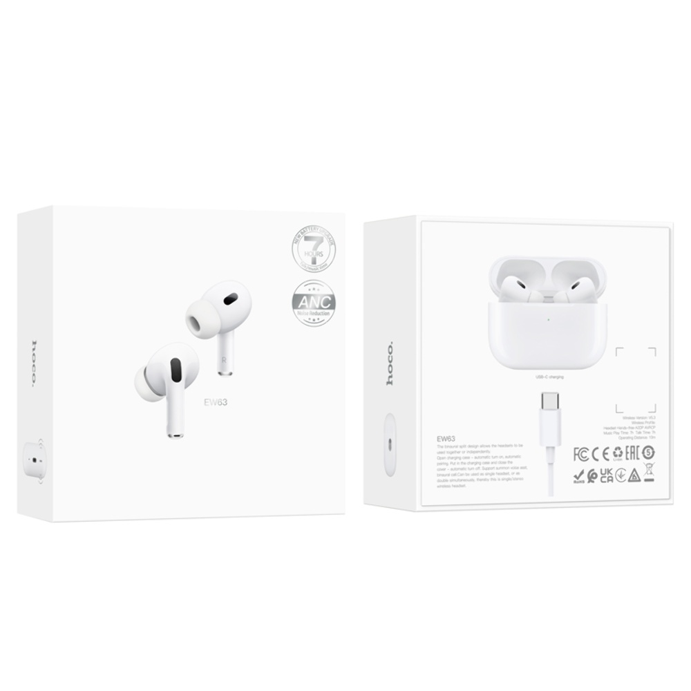 Беспроводные TWS наушники Hoco EW63 вакуумные white