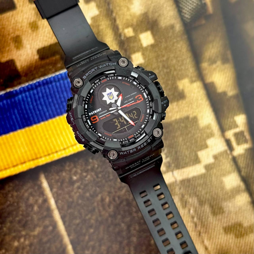 Годинник наручний Patriot 001RDPO Поліція Чорні з червоним + Коробка.
