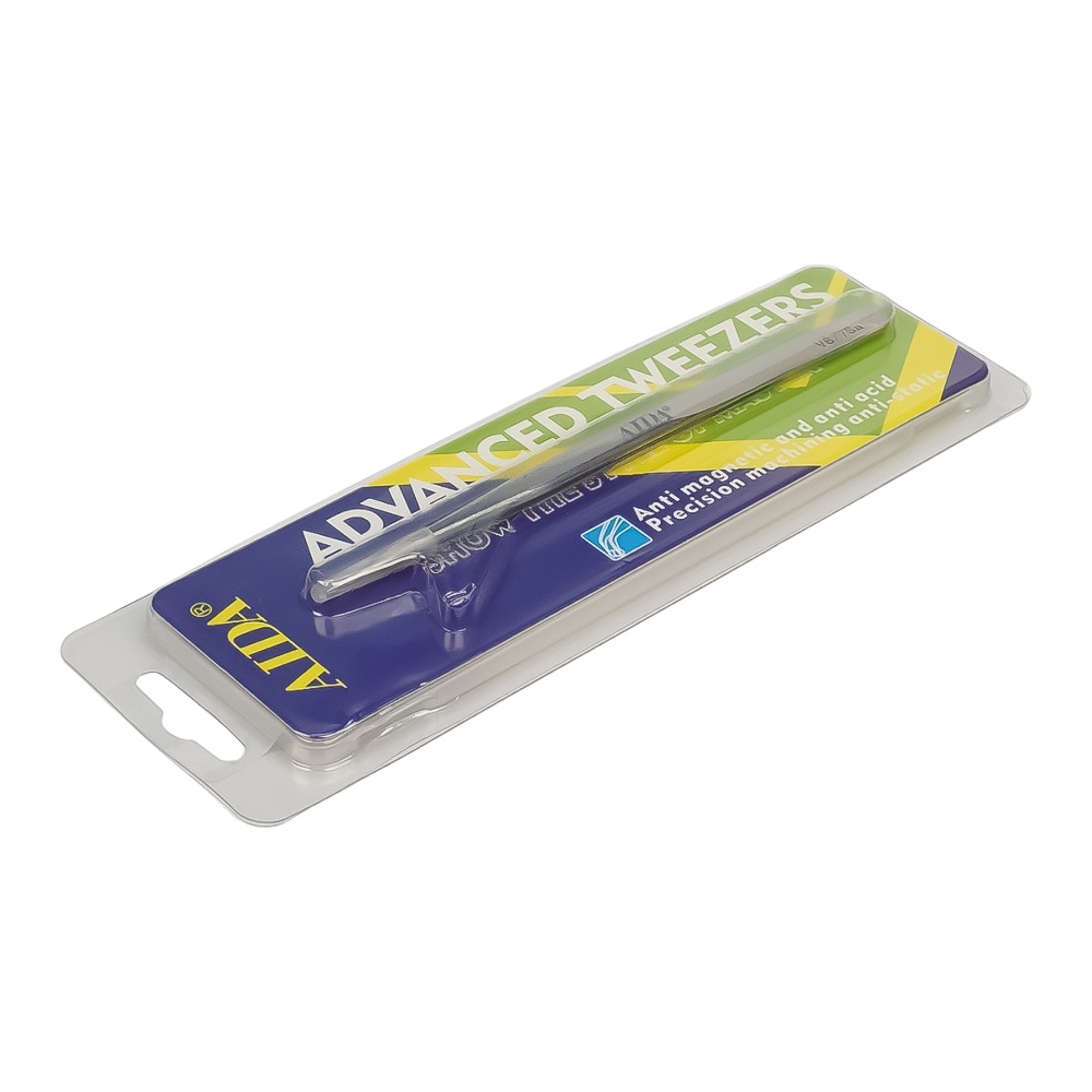 Пинцет прямой Aida V8/ 7Sa (Chrome Strong, антикислотный)