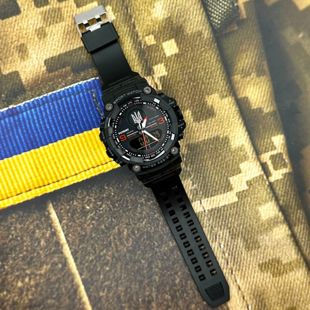 Годинник наручний Patriot 001RDUASI Годинник наручний Patriot 001RDUASI Тризуб срібло Чорні з червон
