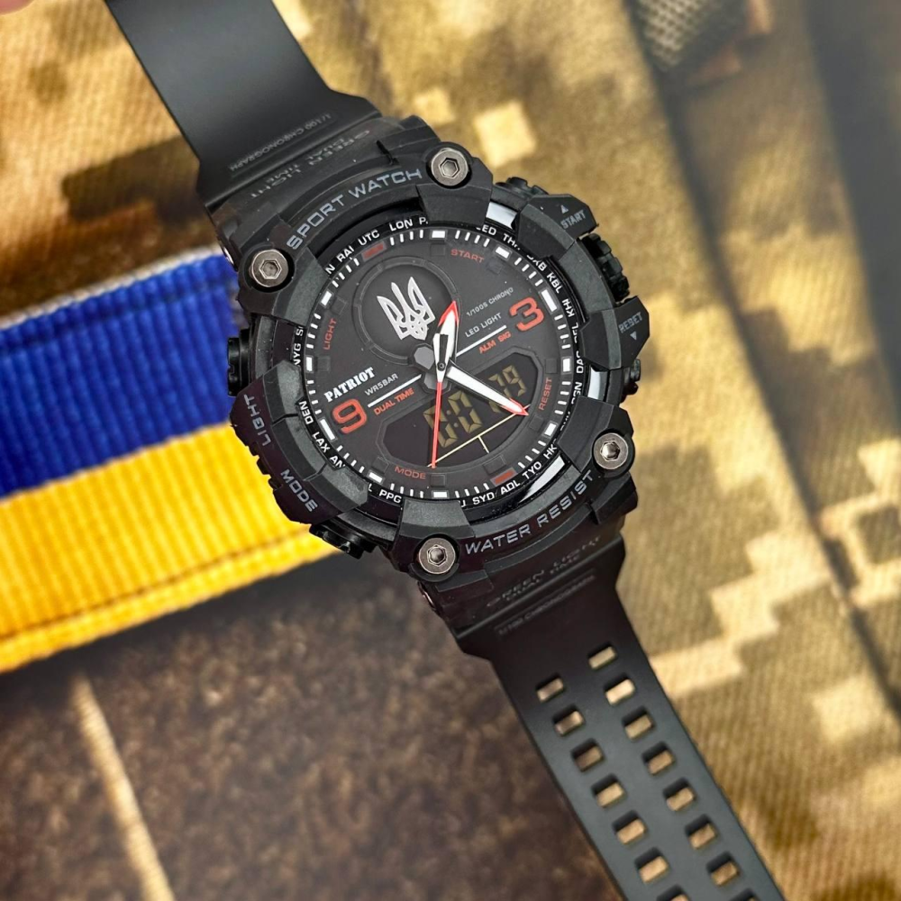 Годинник наручний Patriot 001RDUASI Годинник наручний Patriot 001RDUASI Тризуб срібло Чорні з червон