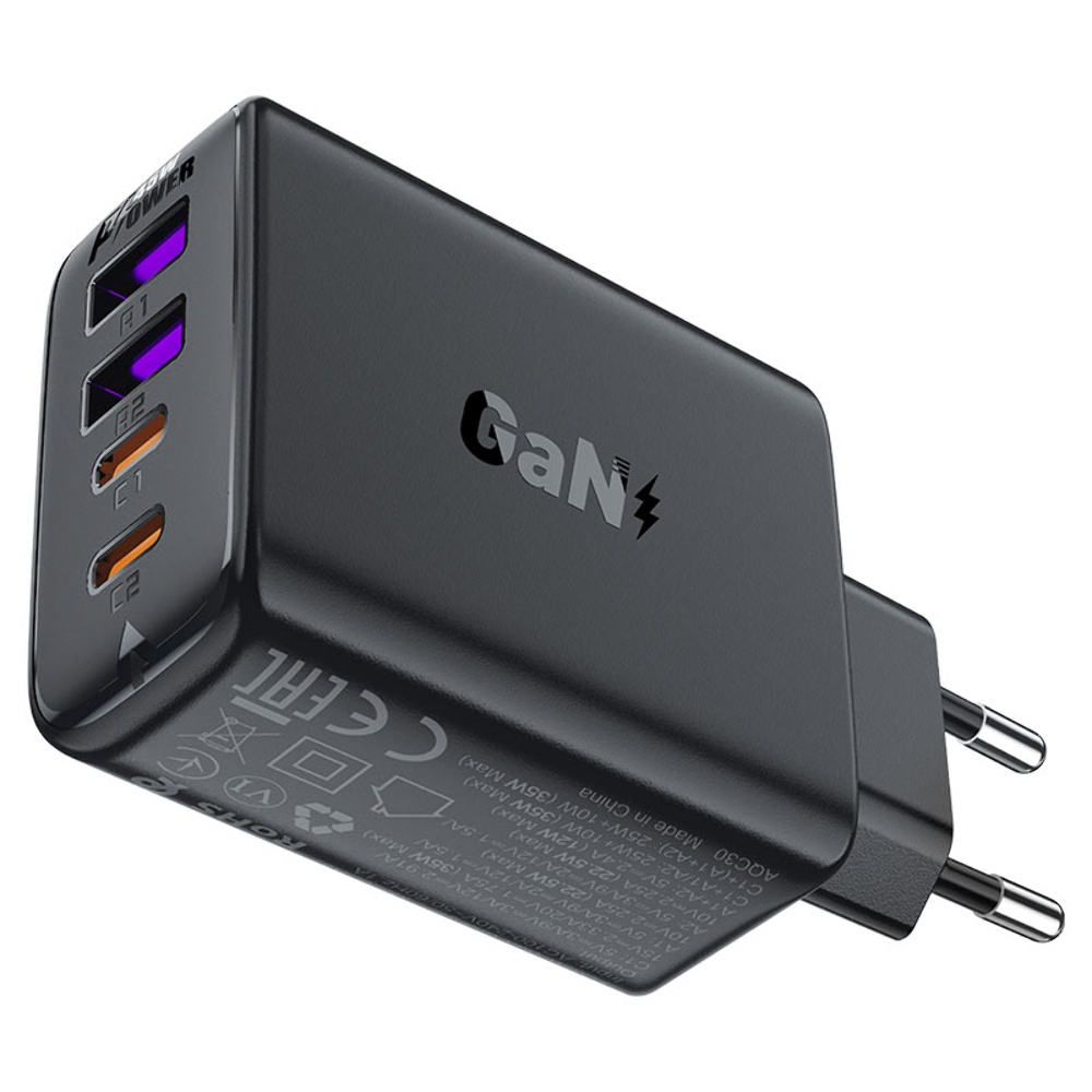 Сетевое зарядное устройство Acefast A61 2 USB/ 2 Type-C QC PD 45W черное