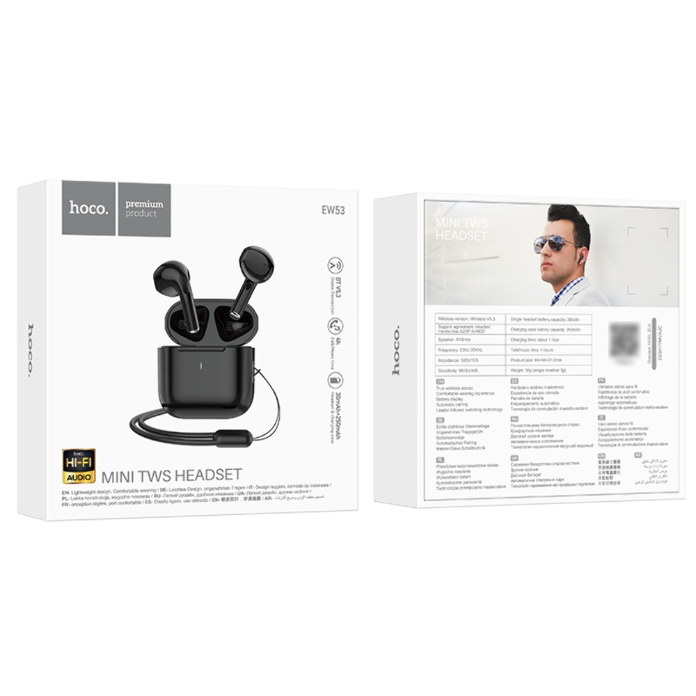 Беспроводные TWS наушники Hoco EW53 вкладыши TWS black
