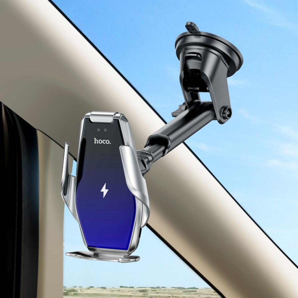 Автодержатель с беспроводной зарядкой Hoco S14 Plus Wireless silver