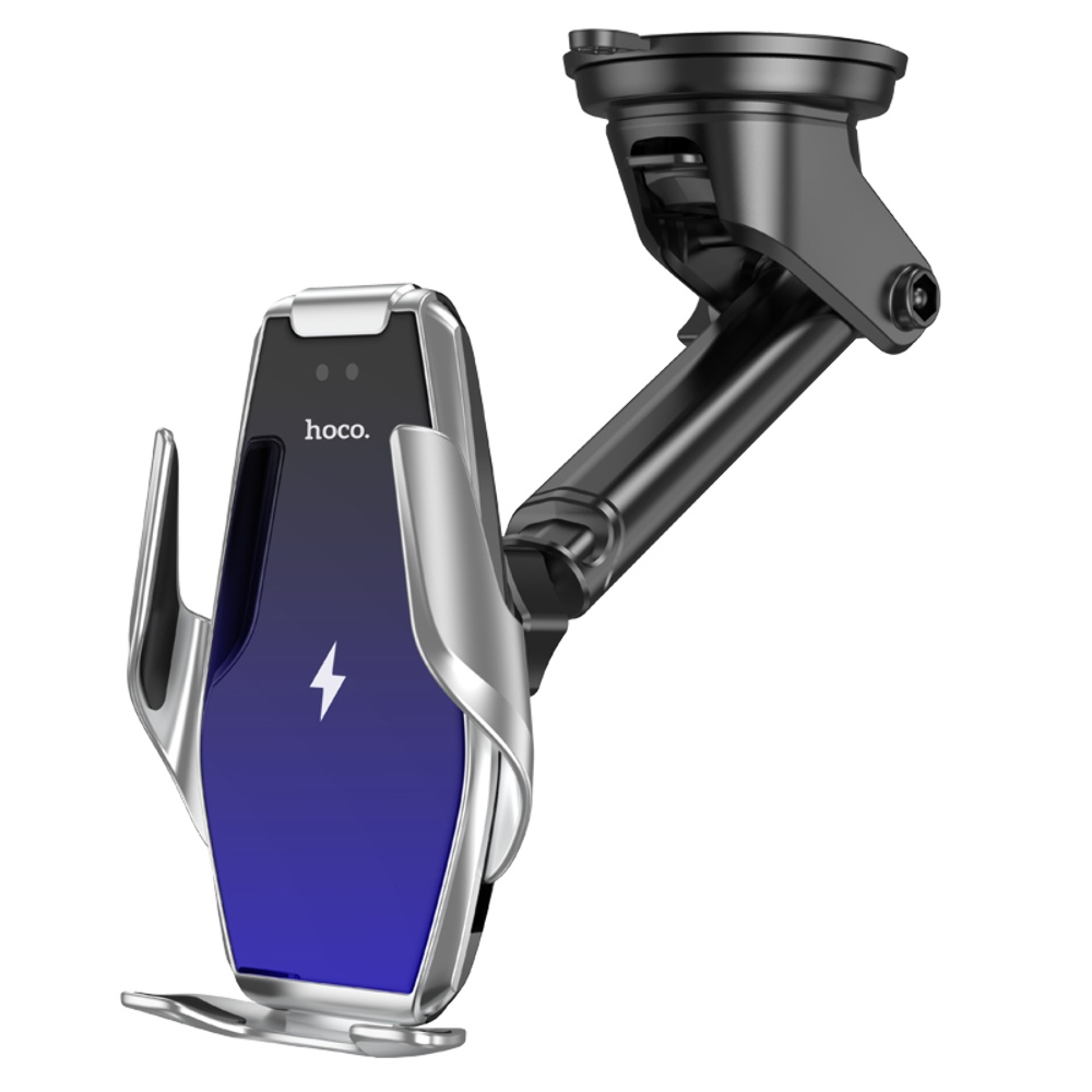 Автодержатель с беспроводной зарядкой Hoco S14 Plus Wireless silver