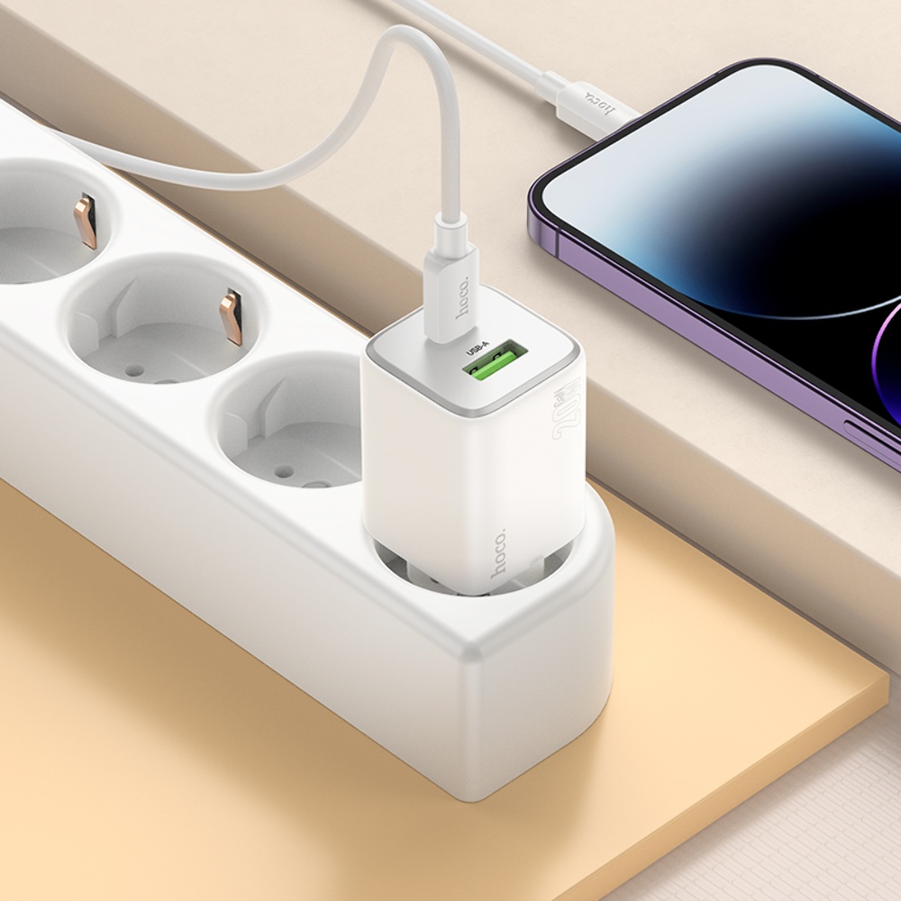Сетевое зарядное устройство Hoco N41 USB/ Type-C PD QC white