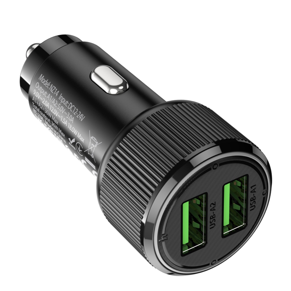 Автомобильное зарядное устройство Hoco NZ14 2 USB PD 36W black