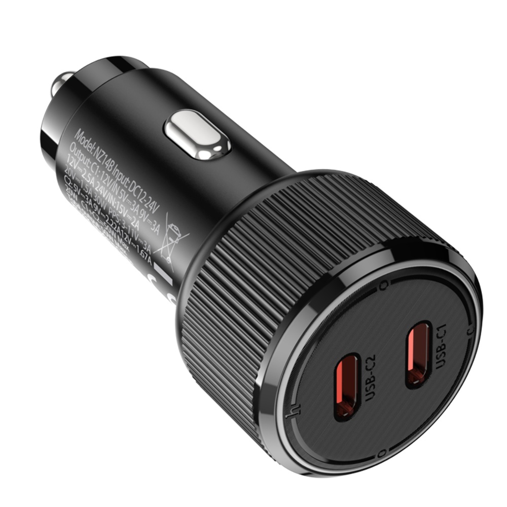 Автомобильное зарядное устройство Hoco NZ14B 2 Type-C PD 50W black