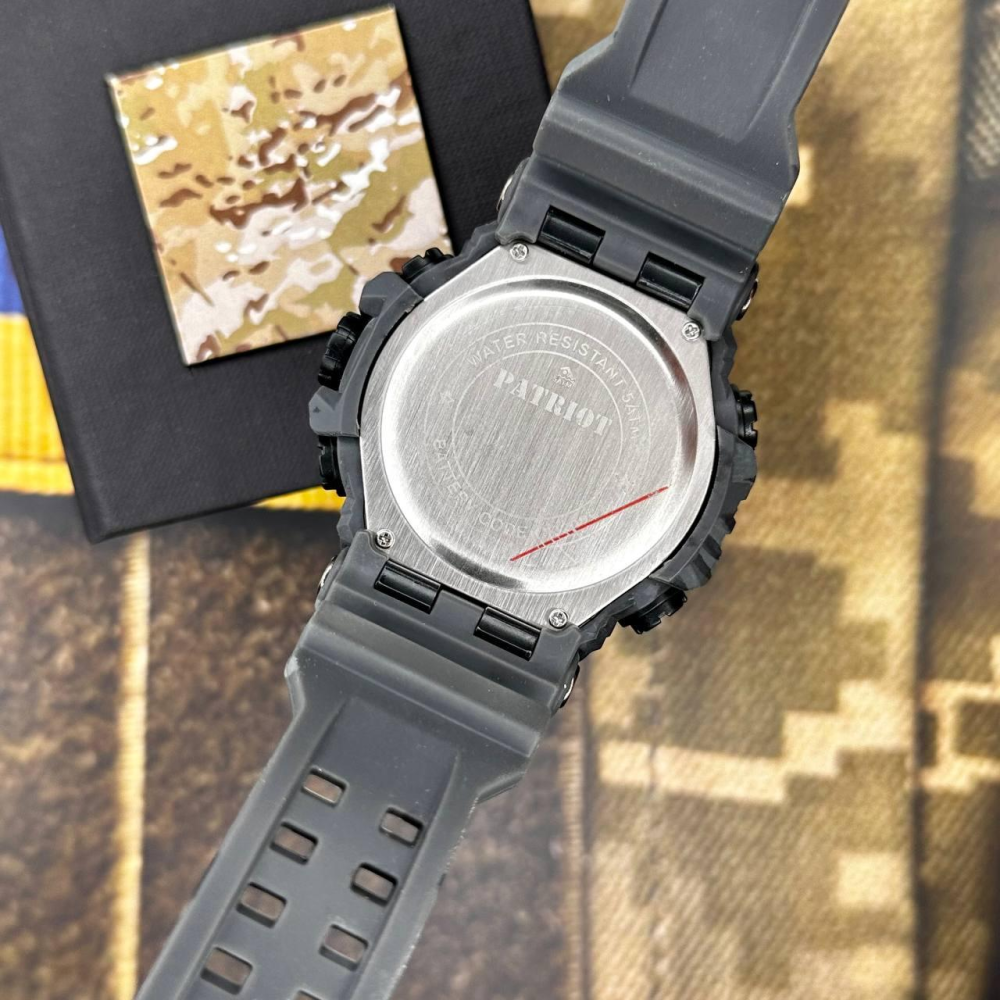 Годинник наручний Patriot 002CMGYUASI Тризуб срібло Сірий камуфляж + Коробка.