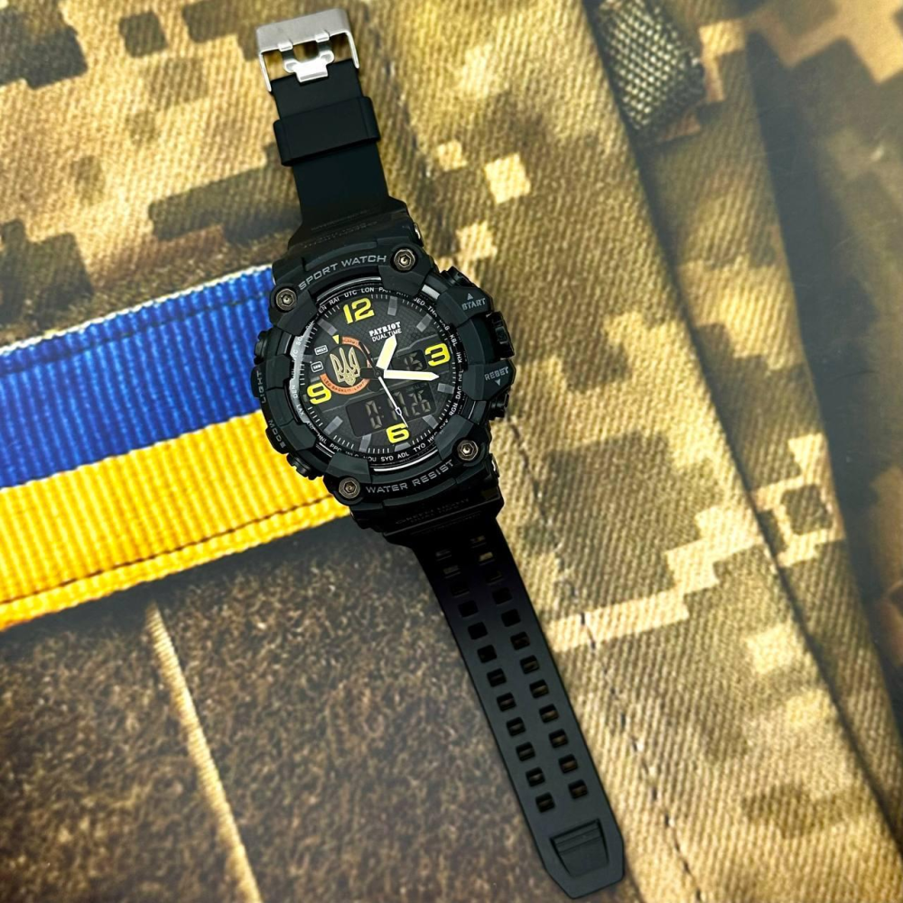 Годинник наручний Patriot 002BKUAGD Тризуб золото Чорні + Коробка.