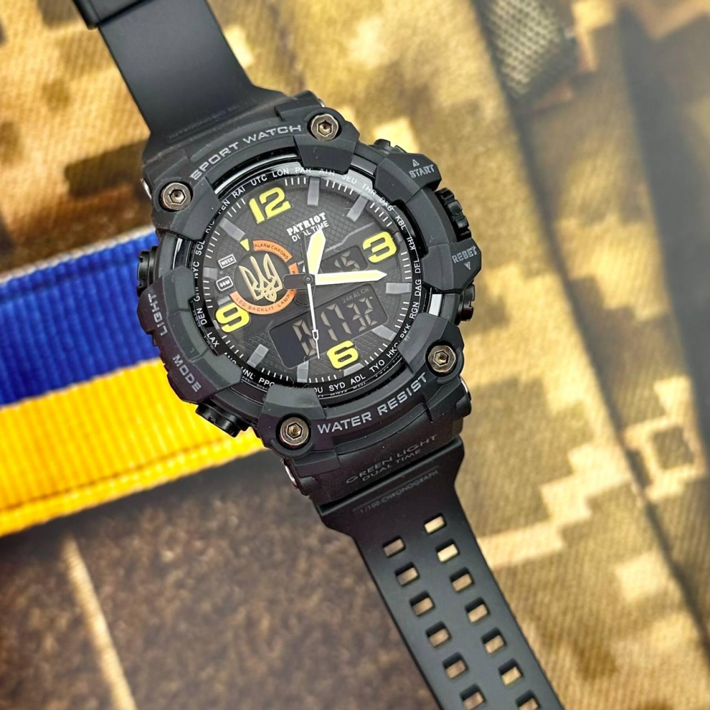 Годинник наручний Patriot 002BKUAGD Тризуб золото Чорні + Коробка.