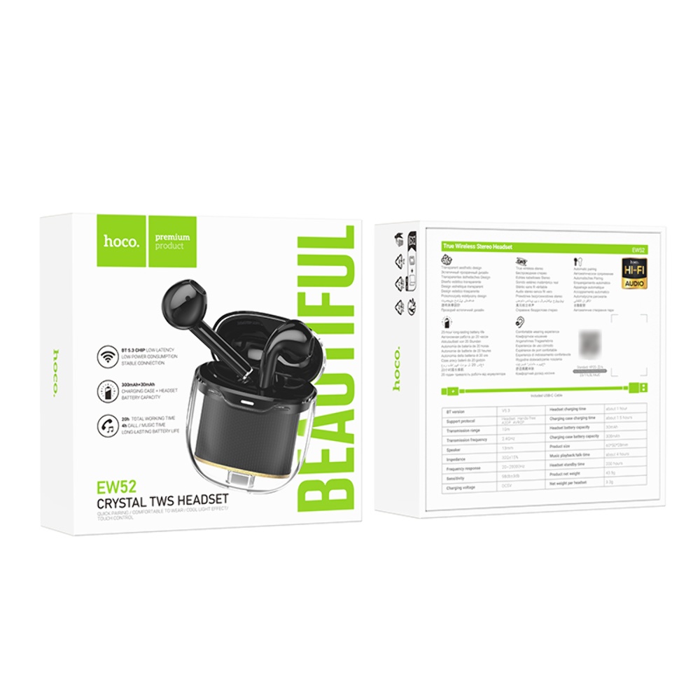 Беспроводные TWS наушники Hoco EW52 вкладыши black