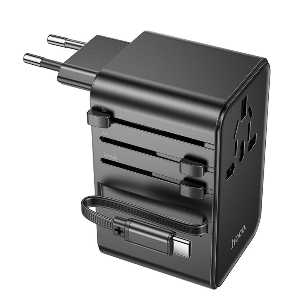 Сетевое зарядное устройство переходник Hoco AC18 2 USB/ Type-C PD 35W black