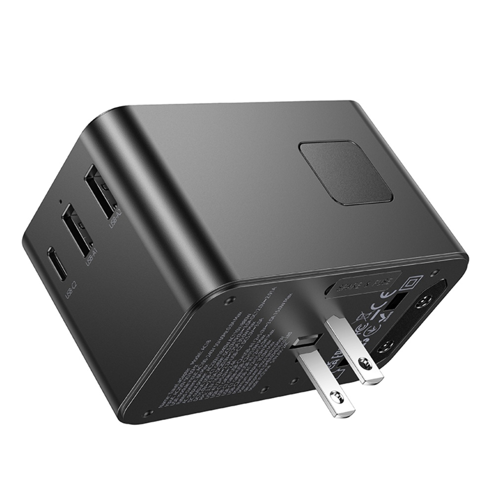Сетевое зарядное устройство переходник Hoco AC18 2 USB/ Type-C PD 35W black