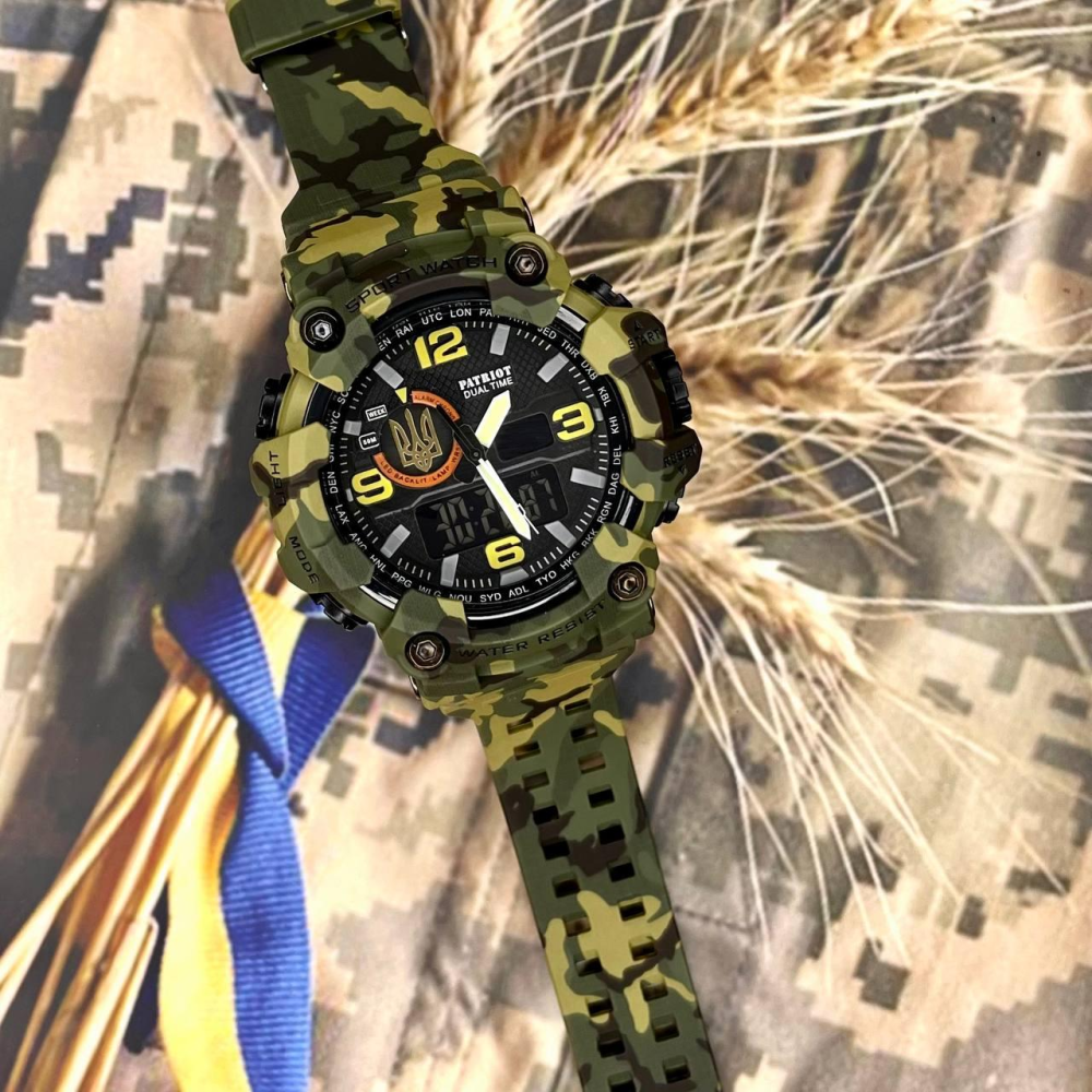 Годинник наручний Patriot 002CMGRUAGD Тризуб золото Зелений камуфляж + Коробка.