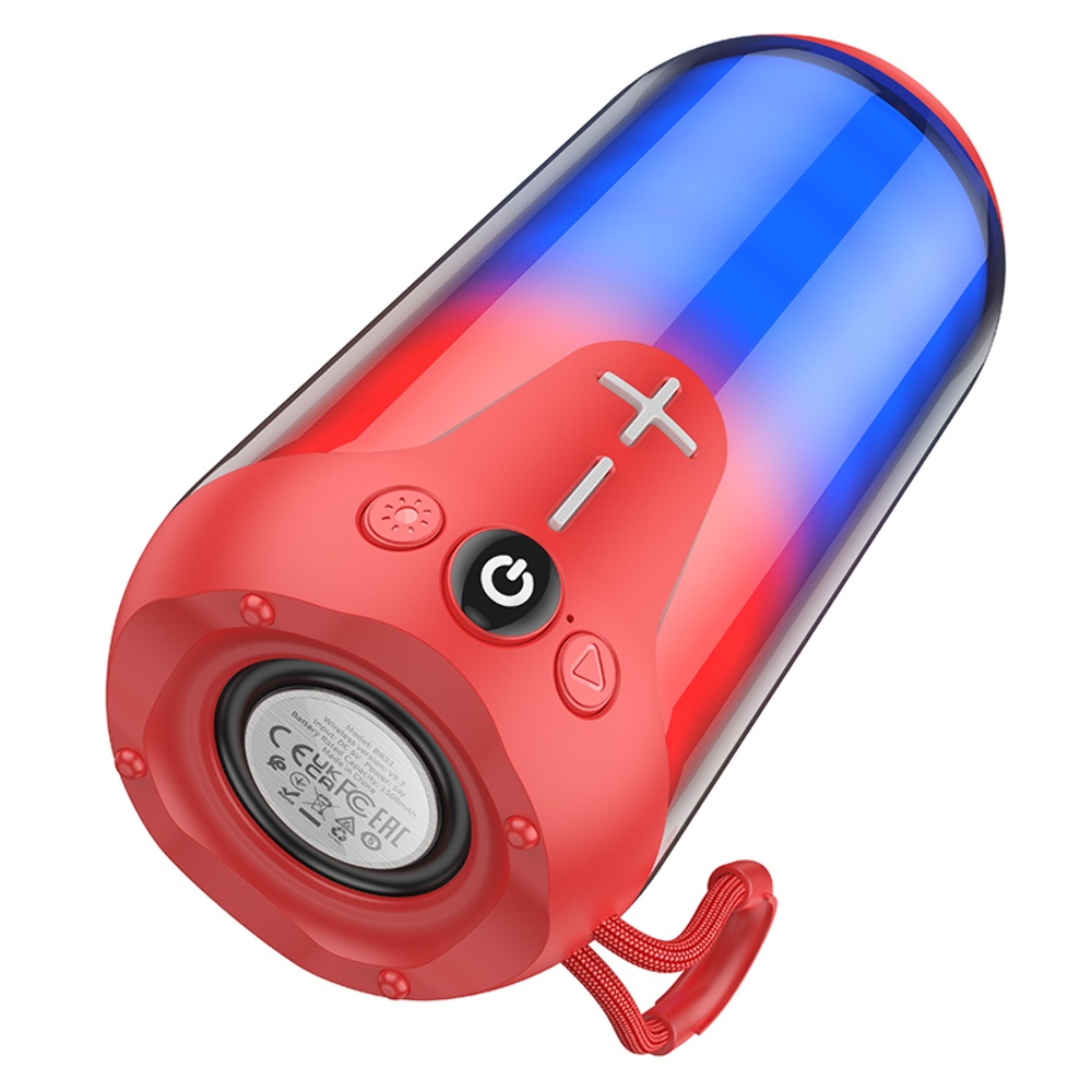 Портативная Bluetooth колонка Borofone BR33 TWS с LED подсветкой red