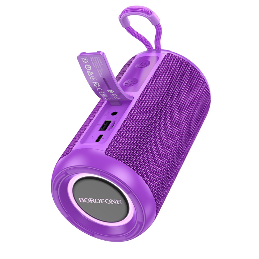 Портативная Bluetooth колонка Borofone BR37 TWS с LED подсветкой purple
