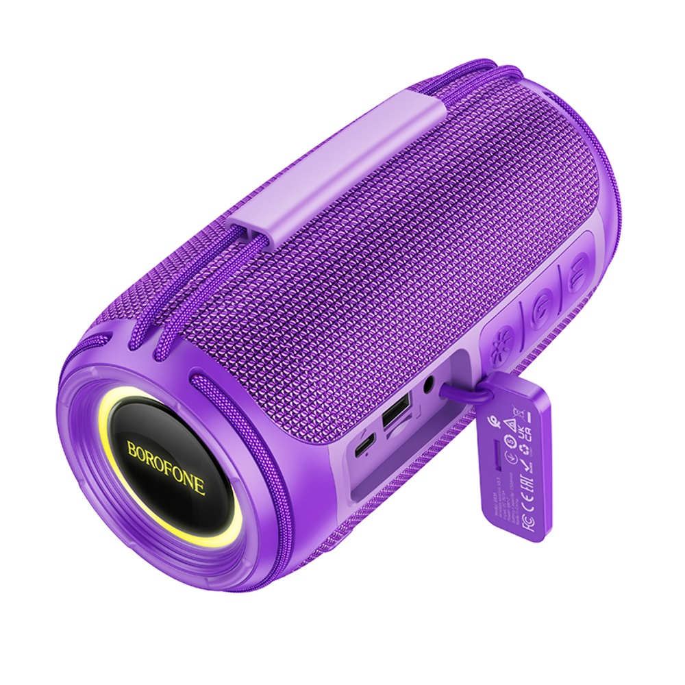 Портативная Bluetooth колонка Borofone BR38 TWS с LED подсветкой purple