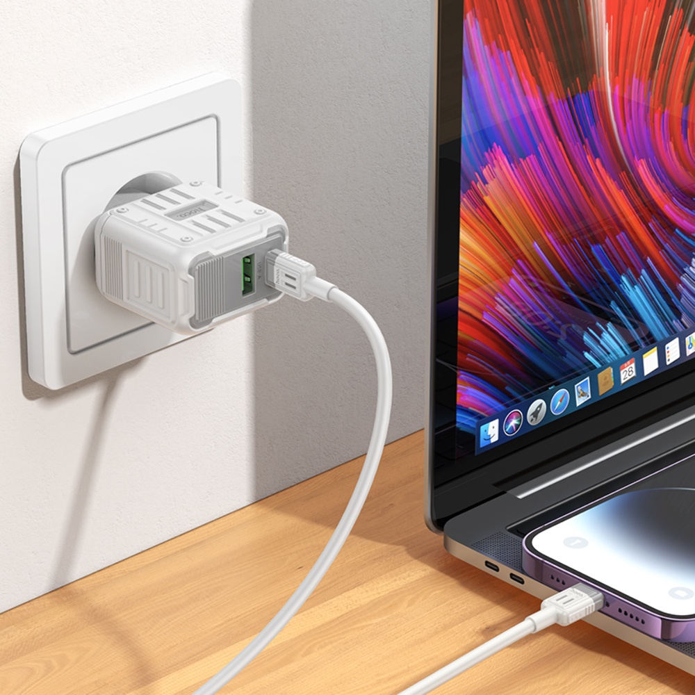 Сетевое зарядное устройство Hoco C135A USB/ Type-C PD20W white
