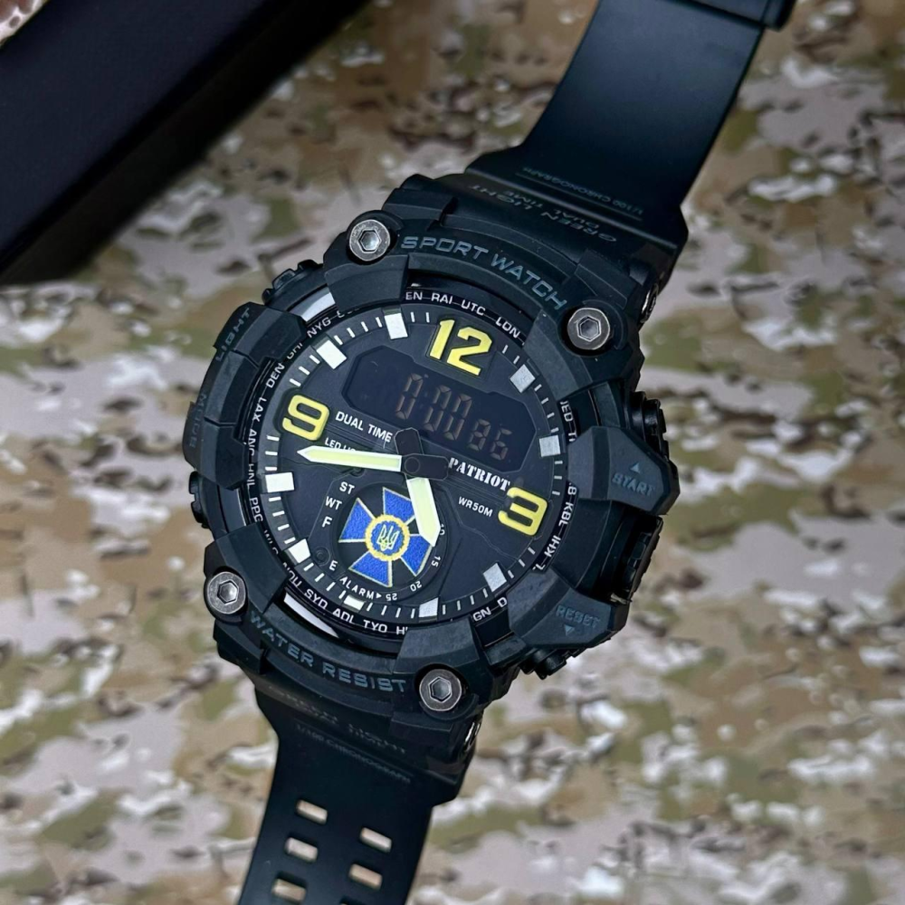 Годинник наручний Patriot 003BKSBU СБУ Чорні + Коробка.