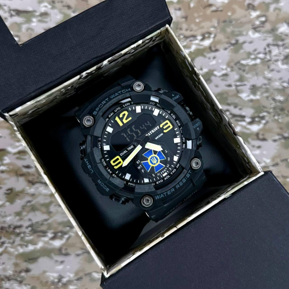 Годинник наручний Patriot 003BKSBU СБУ Чорні + Коробка.