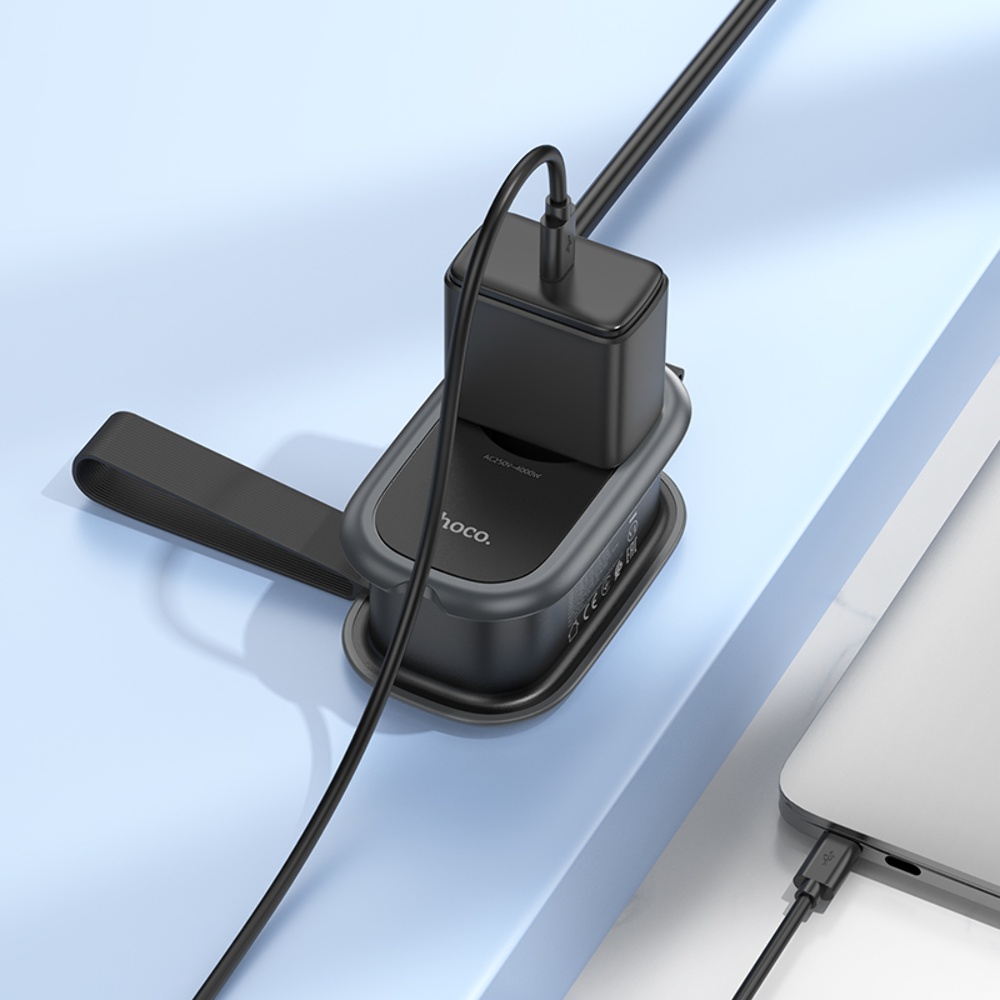 Сетевое зарядное устройство удлинитель Hoco NS7 2 USB/ Type-C PD 20W 1 розетка 1.1m black