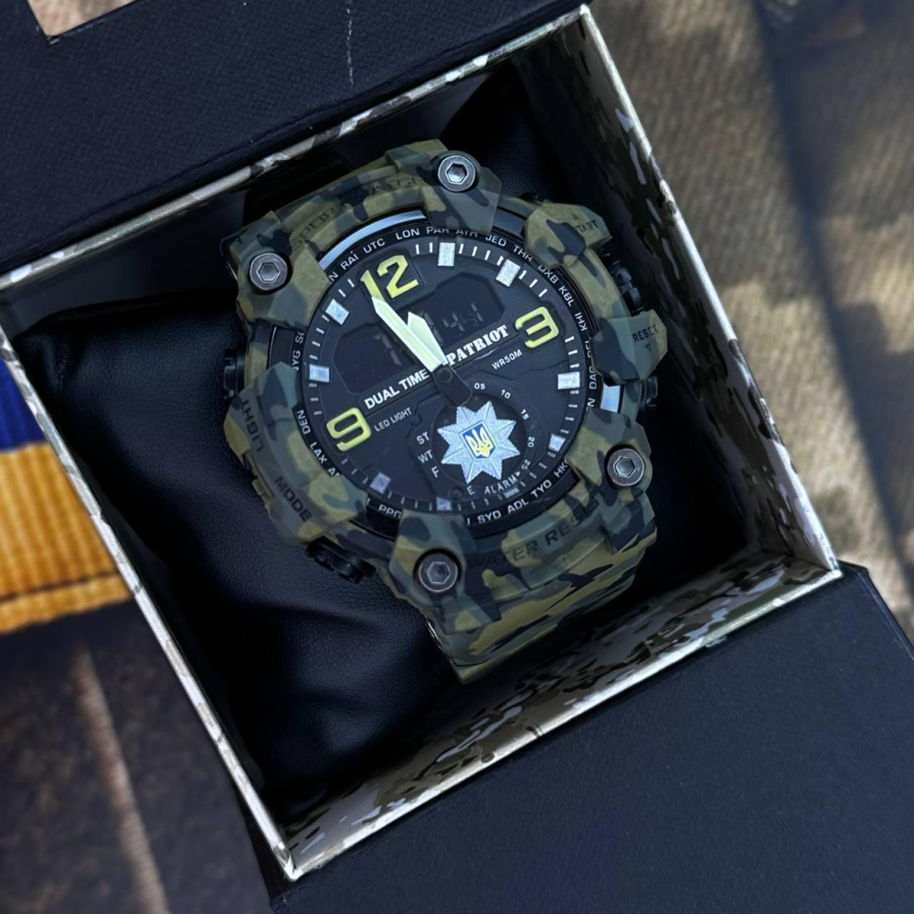 Годинник наручний Patriot 004CMGRPO Поліція Зелений камуфляж + Коробка
