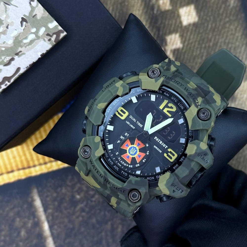 Годинник наручний Patriot 004CMGRDSNS ДСНС Зелений камуфляж + Коробка.