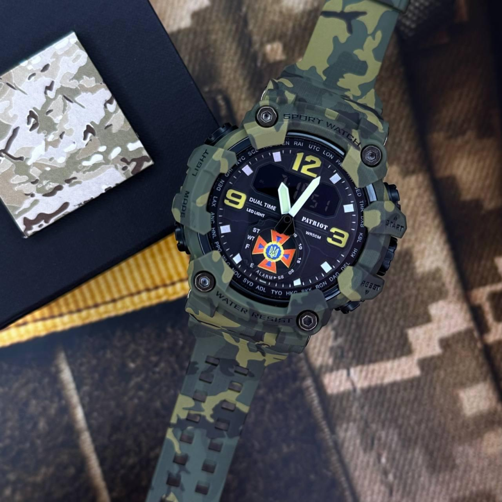 Годинник наручний Patriot 004CMGRDSNS ДСНС Зелений камуфляж + Коробка.