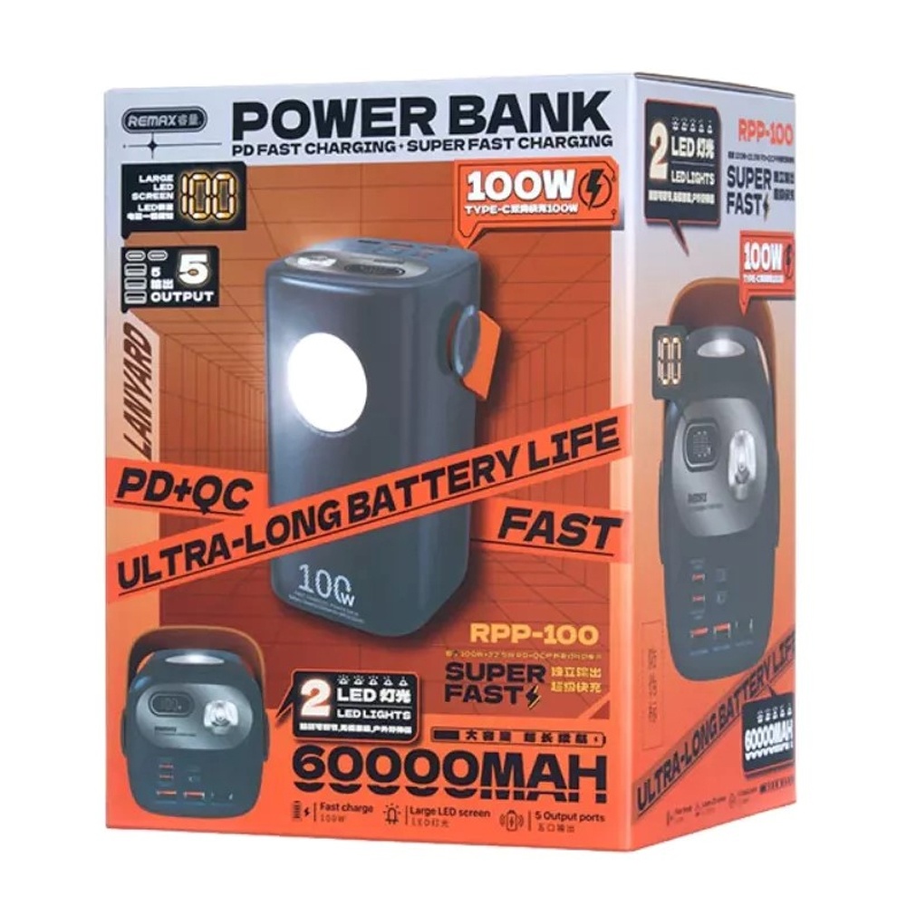 Power bank Remax RPP-100 60000mAh 100W +22.5W PD+QC синий