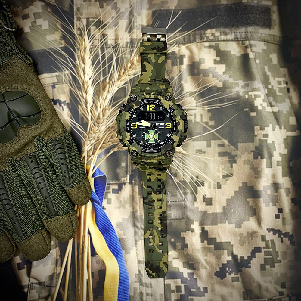 Годинник наручний Patriot 004CMGRDPS ДПС Зелений камуфляж + Коробка.