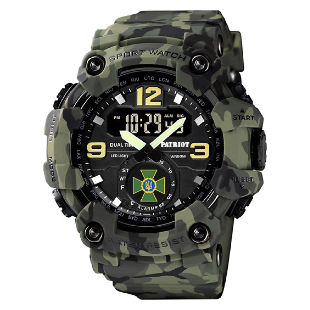 Годинник наручний Patriot 004CMGRDPS ДПС Зелений камуфляж + Коробка.