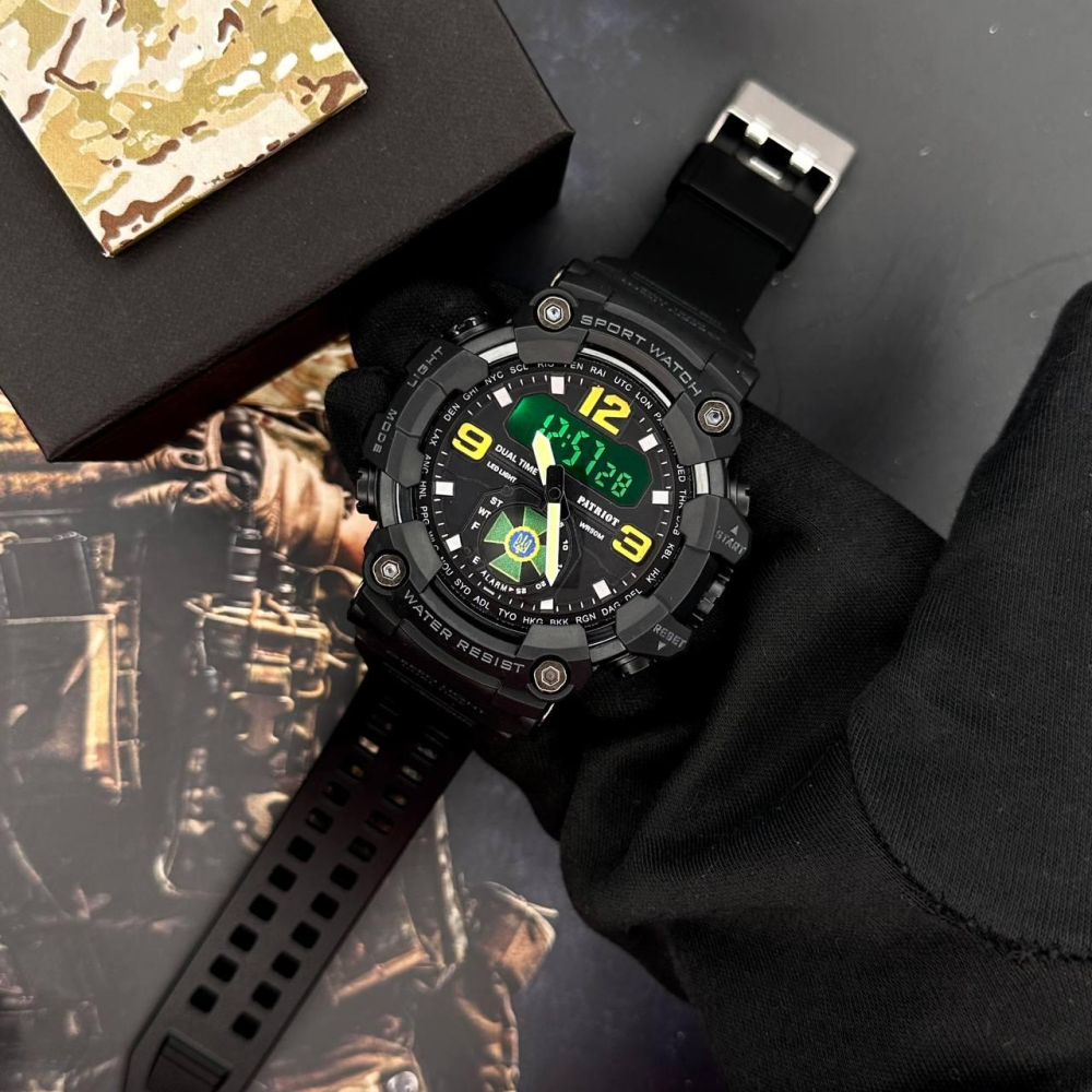 Годинник наручний Patriot 004BKDPS ДПС Чорні + Коробка.