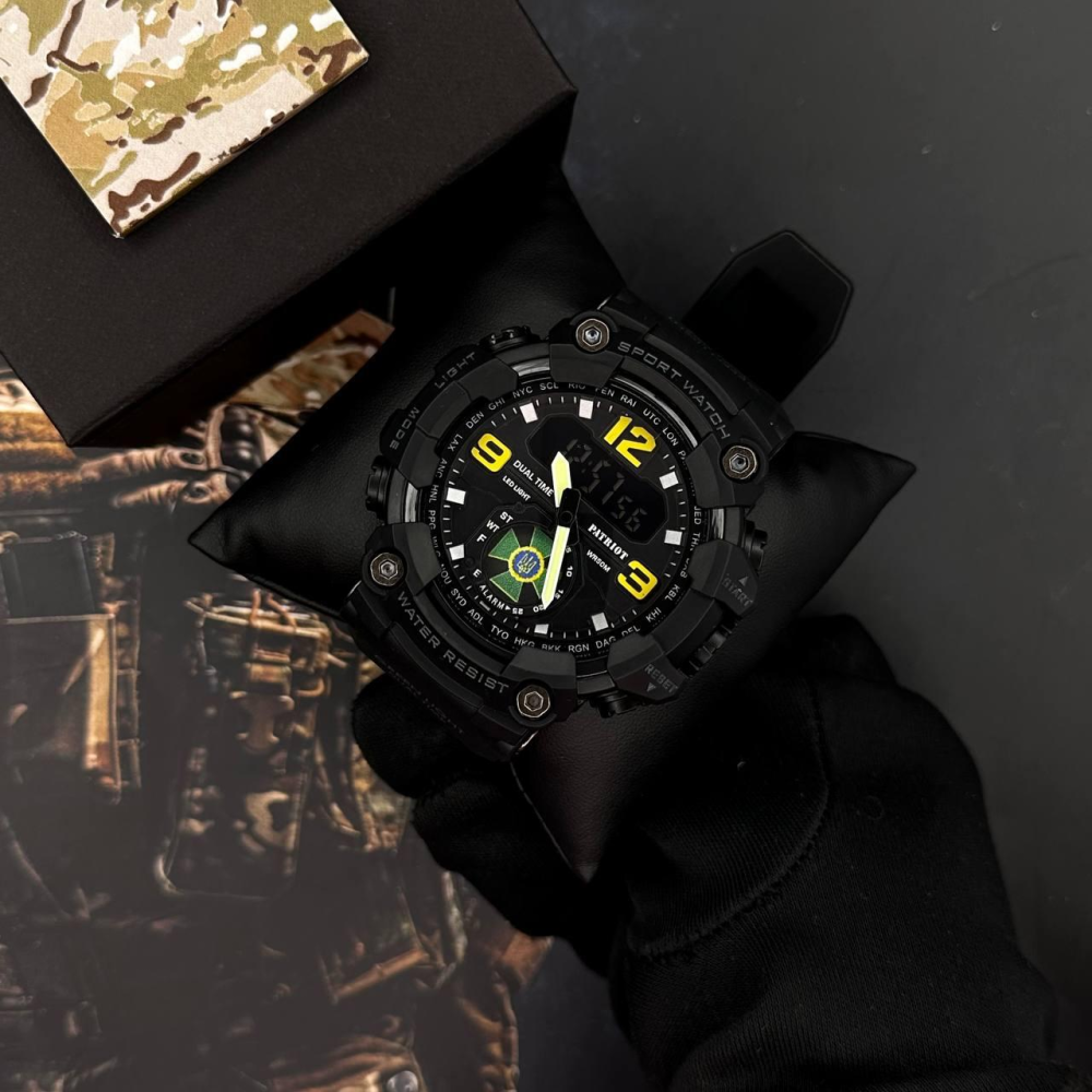 Годинник наручний Patriot 004BKDPS ДПС Чорні + Коробка.