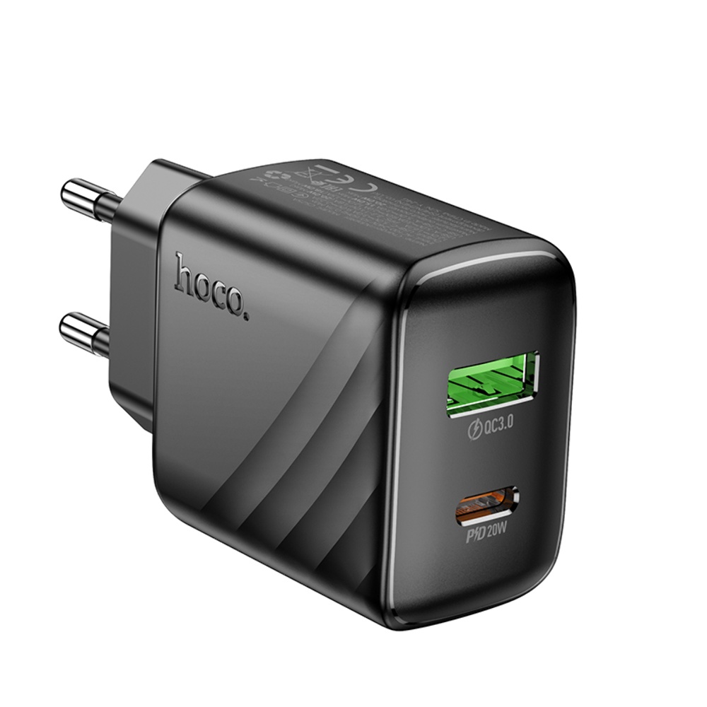 Сетевое зарядное устройство Hoco CS25A USB/ Type-C QC PD black