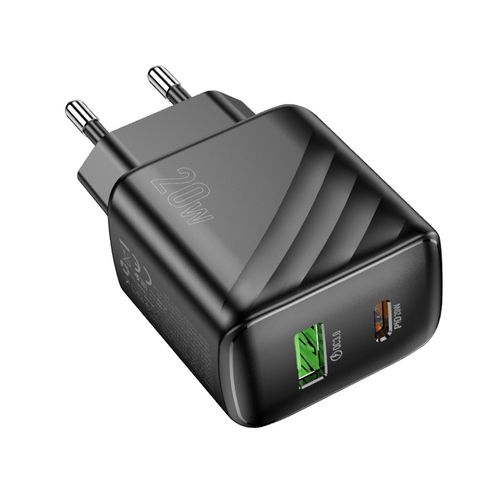 Сетевое зарядное устройство Hoco CS25A USB/ Type-C QC PD black