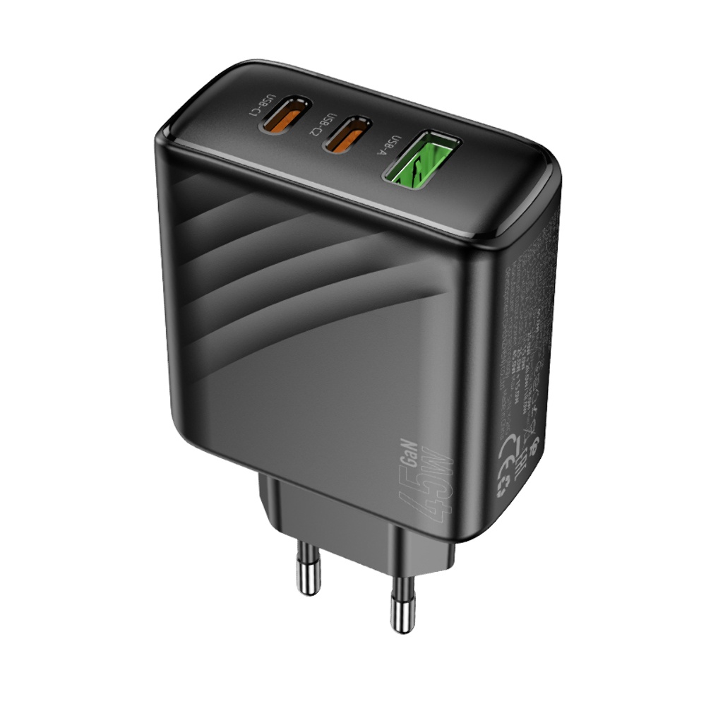 Сетевое зарядное устройство Hoco CS26A USB/ 2 Type-C PD 45W black