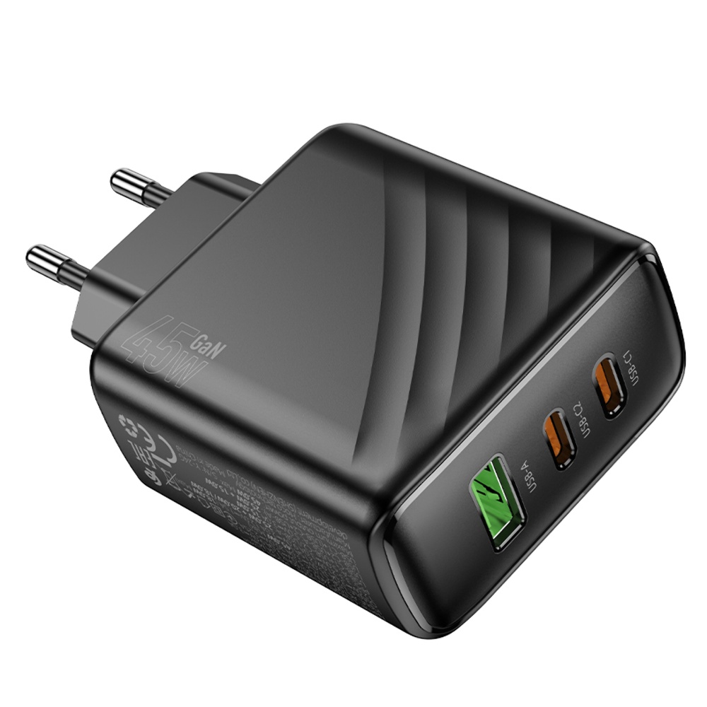 Сетевое зарядное устройство Hoco CS26A USB/ 2 Type-C PD 45W black