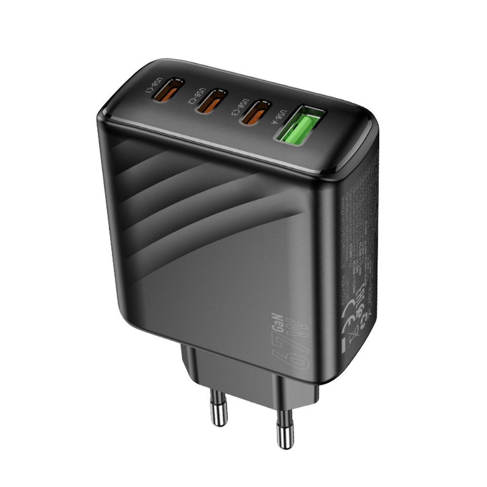 Сетевое зарядное устройство Hoco CS27A USB/ 3 Type-C PD 67W black