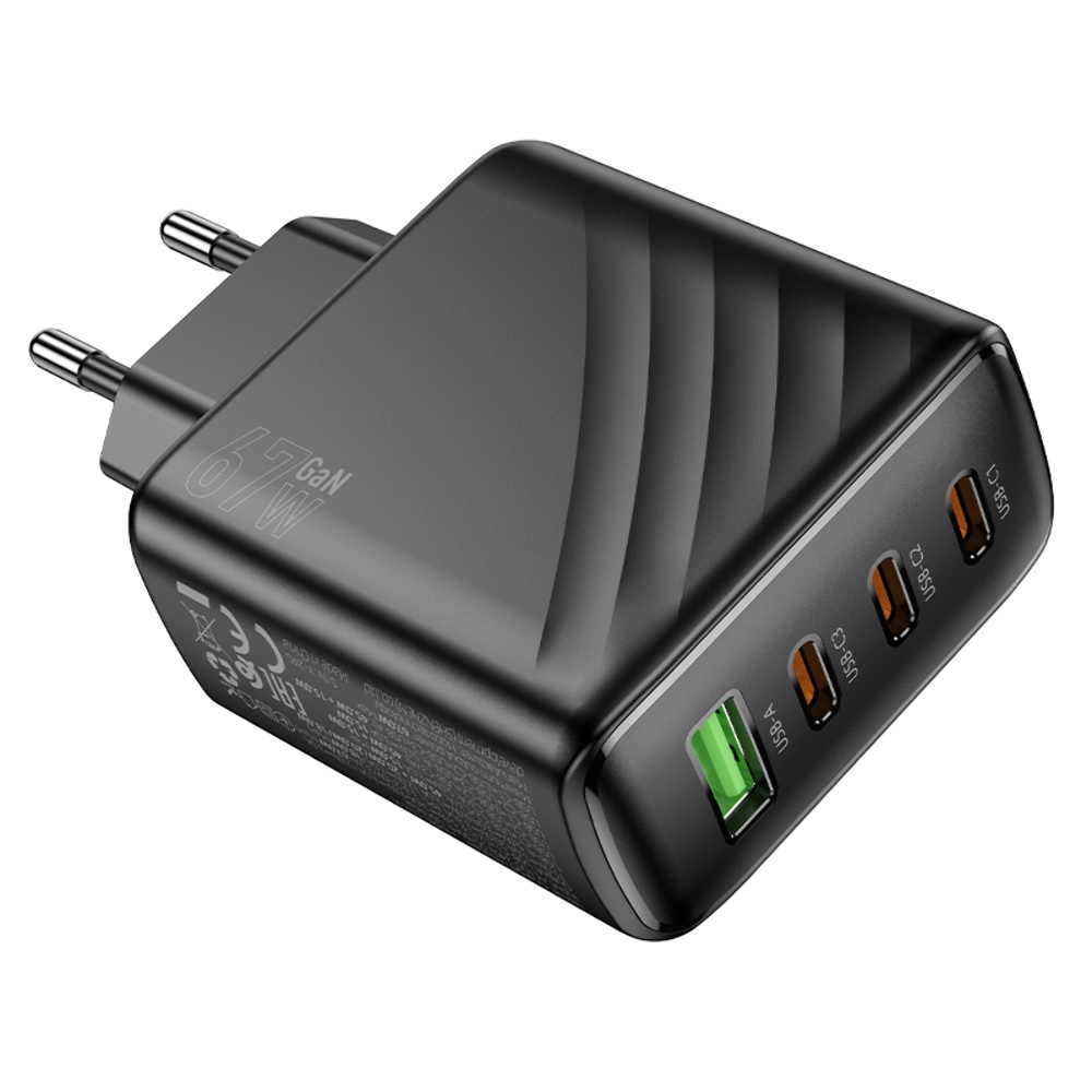 Сетевое зарядное устройство Hoco CS27A USB/ 3 Type-C PD 67W black