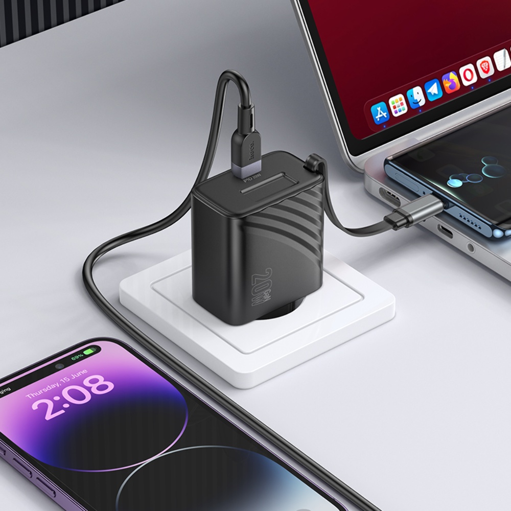 Сетевое зарядное устройство Hoco N57 Type-C PD + кабель Type-C black