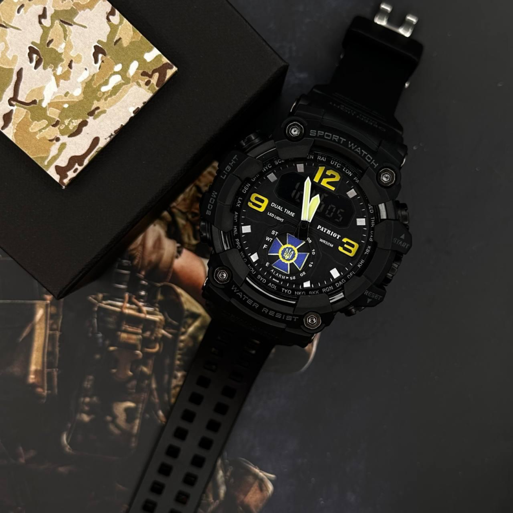 Годинник наручний Patriot 004BKSBU СБУ Чорні + Коробка.