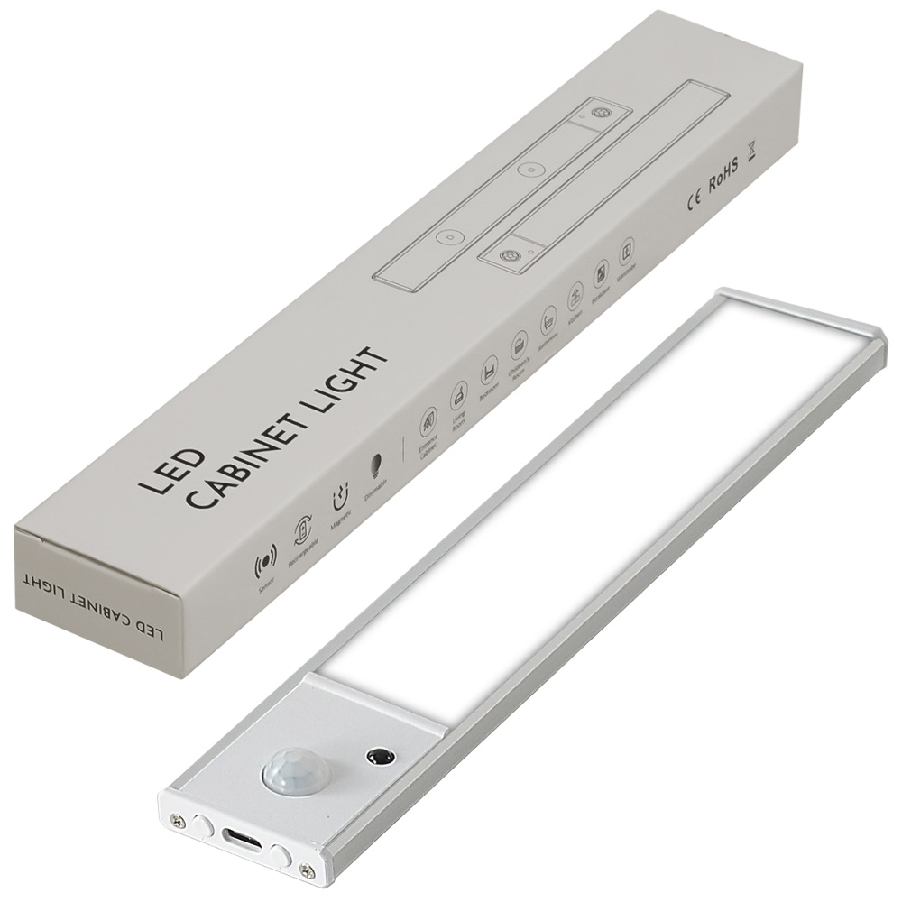 LED светильник 20-2S с пультом, аккумулятором, датчиком движения и освещенности 20 см 2W алюминиевый серебристый