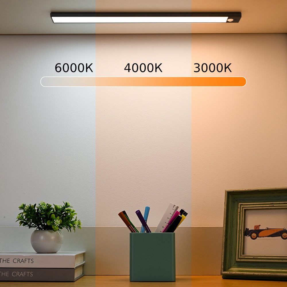 LED светильник 40-3B с пультом, аккумулятором, датчиком движения и освещенности 40 см 3W алюминиевый черный