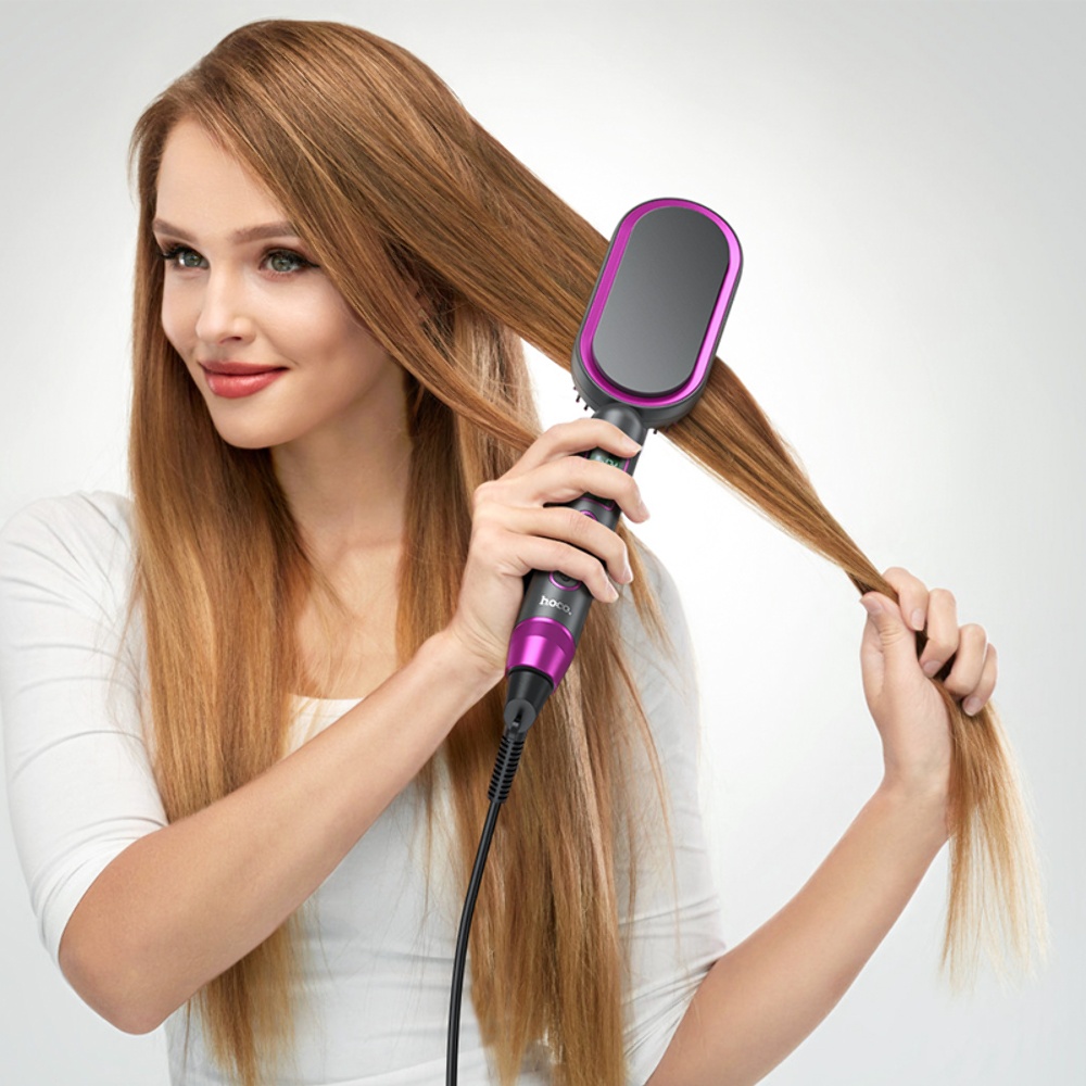 Электрическая расческа выпрямитель для волос Hoco HP44 rose red