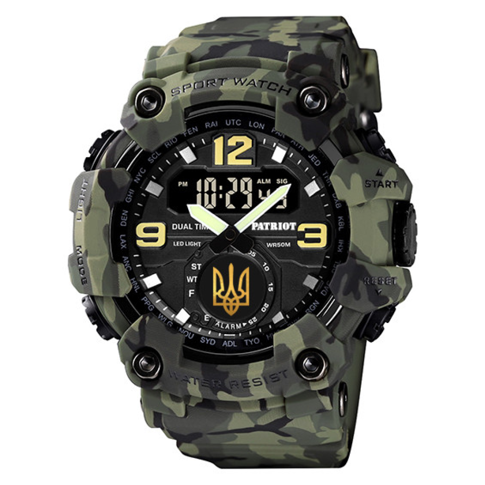 Годинник наручний Patriot 004CMGRUAGD Тризуб золото Зелений камуфляж + Коробка.