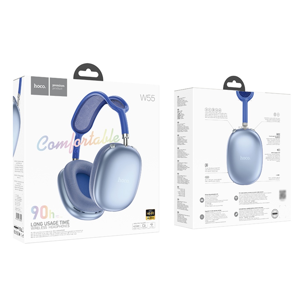 Беспроводные наушники Hoco W55 накладные sky blue